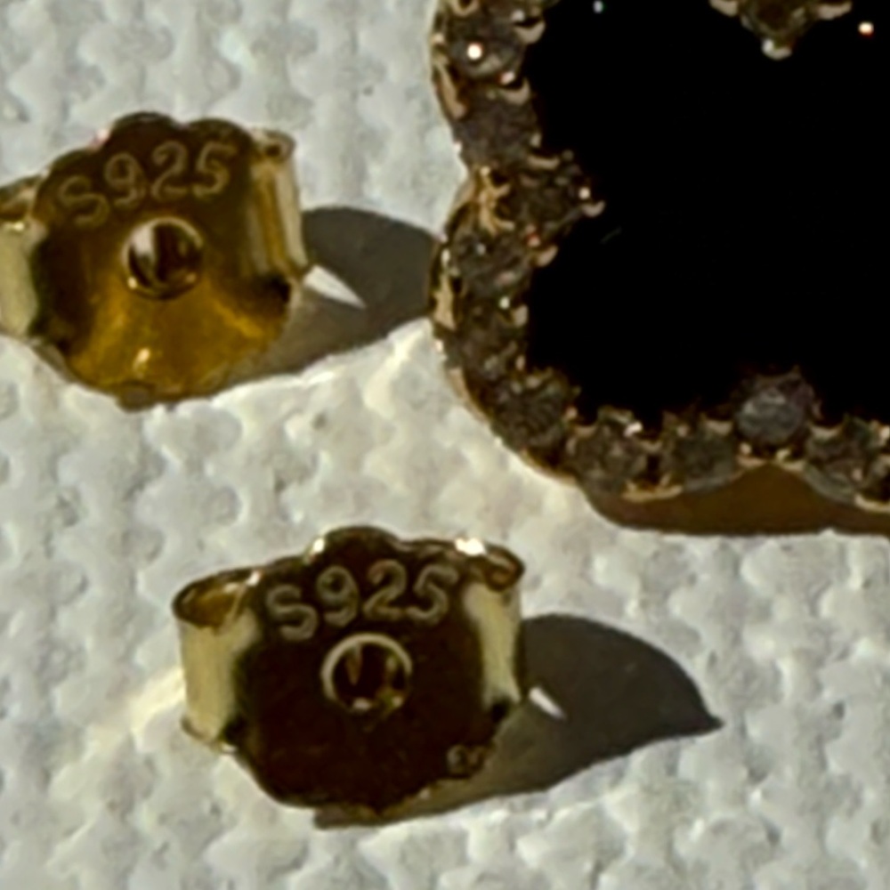 Four Leaf Clover 925 Sterling Silver Stud Earrings, 14K Gold Plated - Picture 9 of 11
